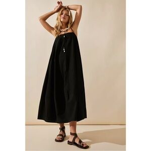 Free People Strutting Black Midi Dress